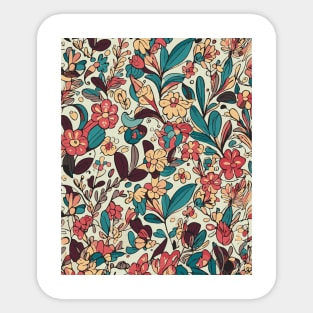 Floral Pattern Colorful Cartoon: Colorful Petal Parade Sticker